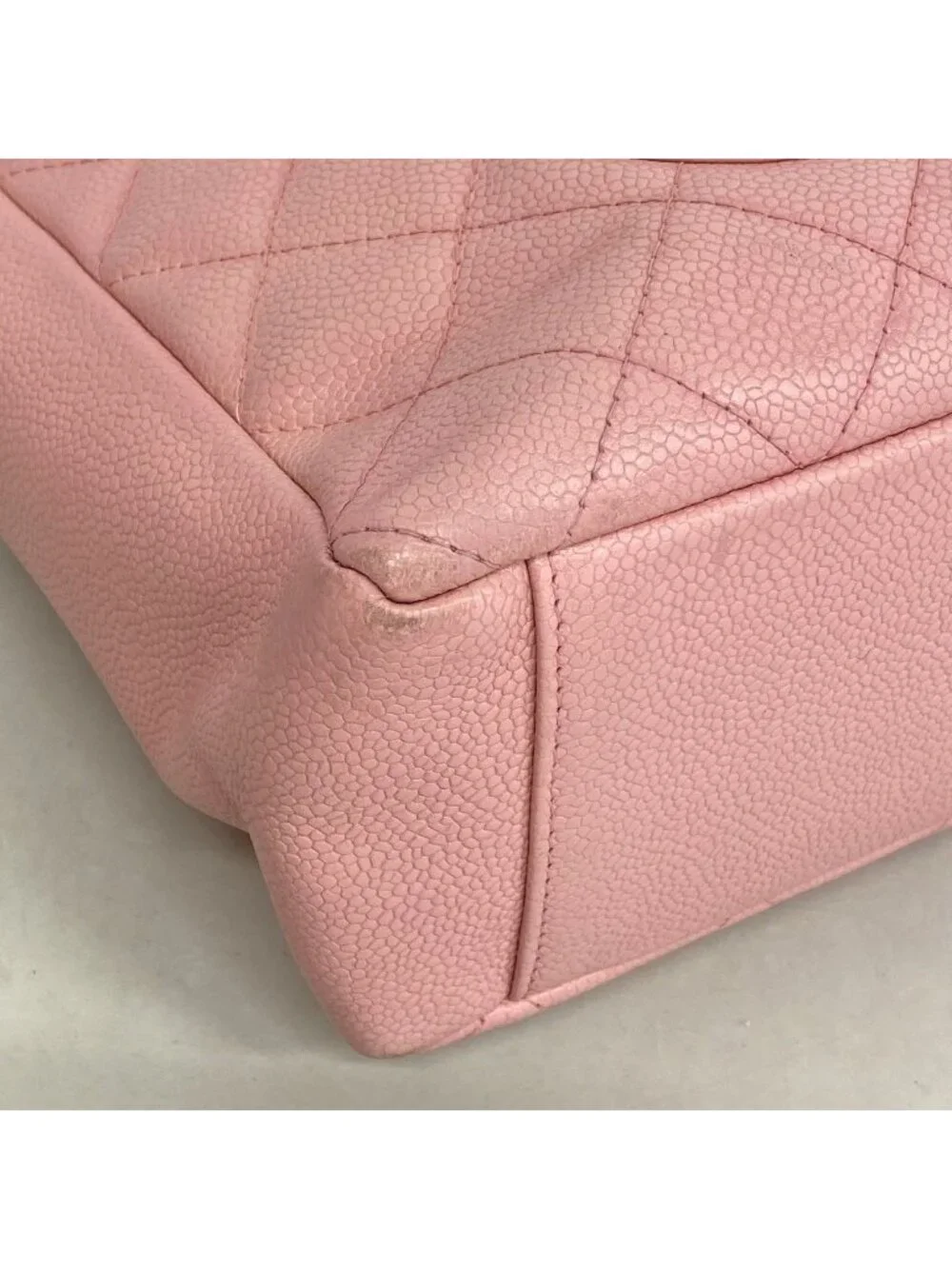 Chanel Shoulder Bag Quilted Caviar Leather Pink Gold